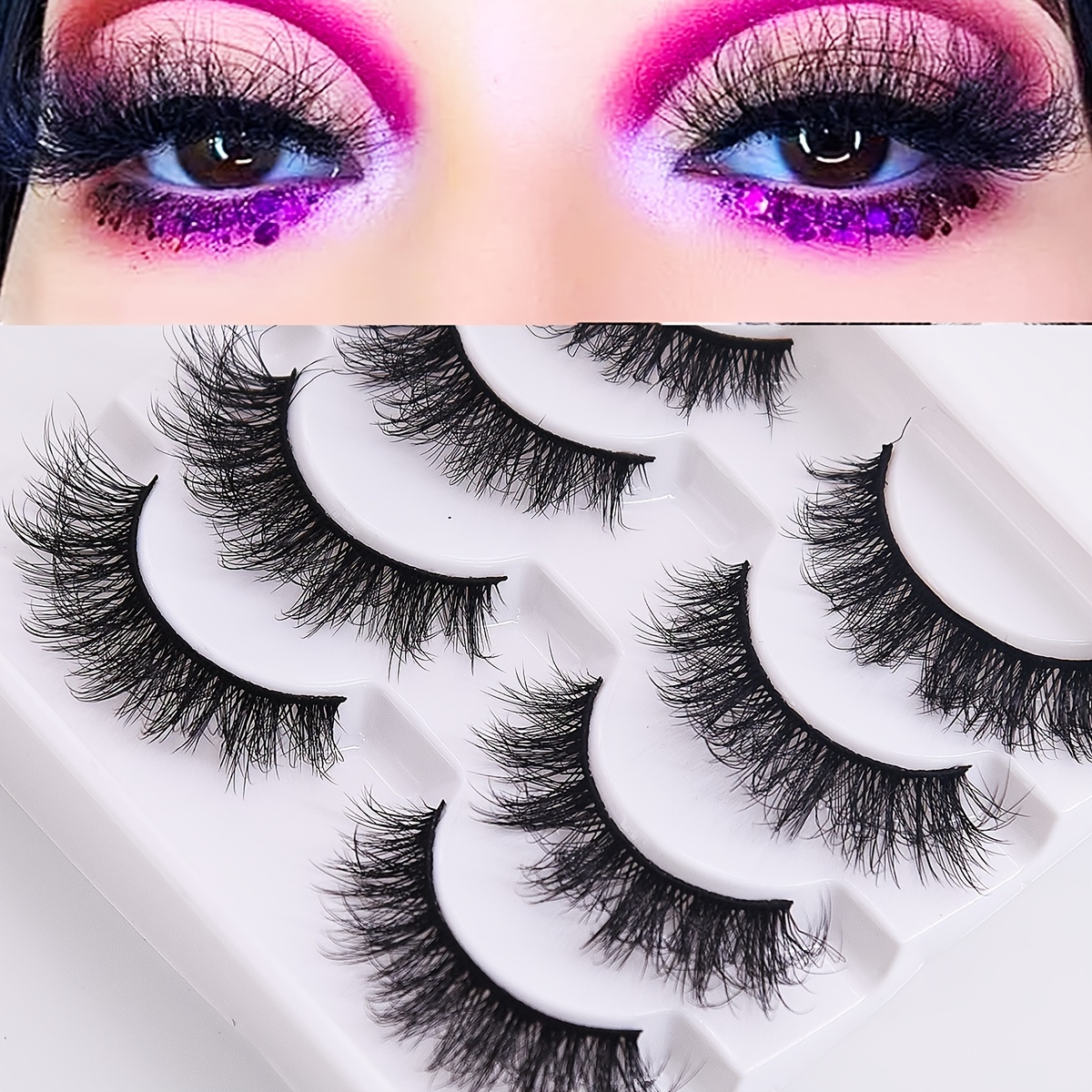 False Eyelashes In A Box of 10 Pairs, Eyelash Glue Naturally Thick, Crossed  Short and Medium-sized Hard Stem, Artificial Daily Model, Natural