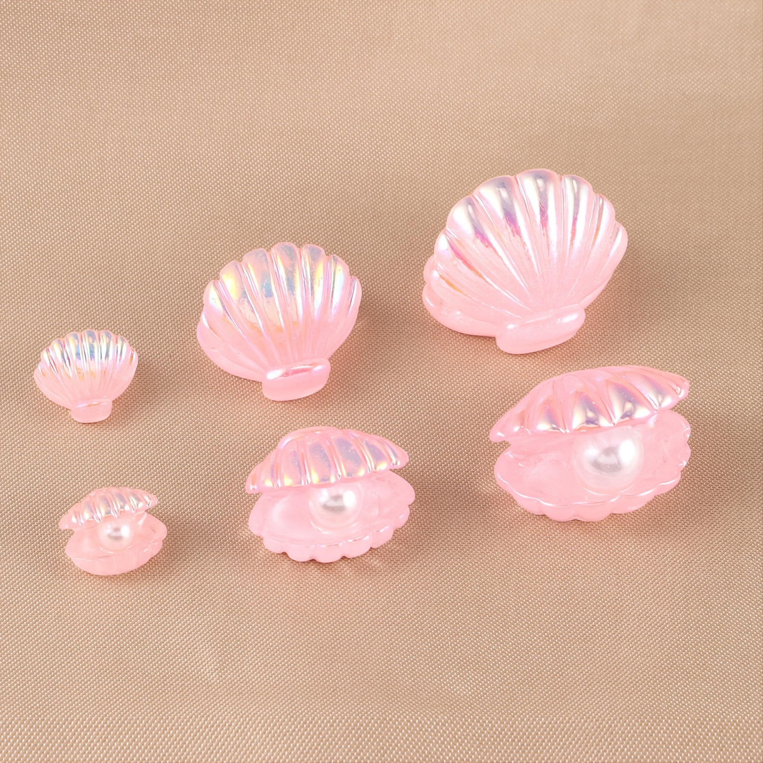 6pcs Colorful Mixed Pack Pearl Shells, Plastic Simulated