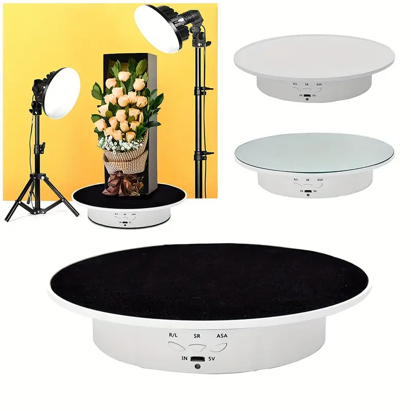 3 Speeds 7.9 Inch Intelligent Electric Rotating Display Stand Velvet  Turntable Automatic Rotating Display Stand With Up To 8kg Supports Loads  For Phot