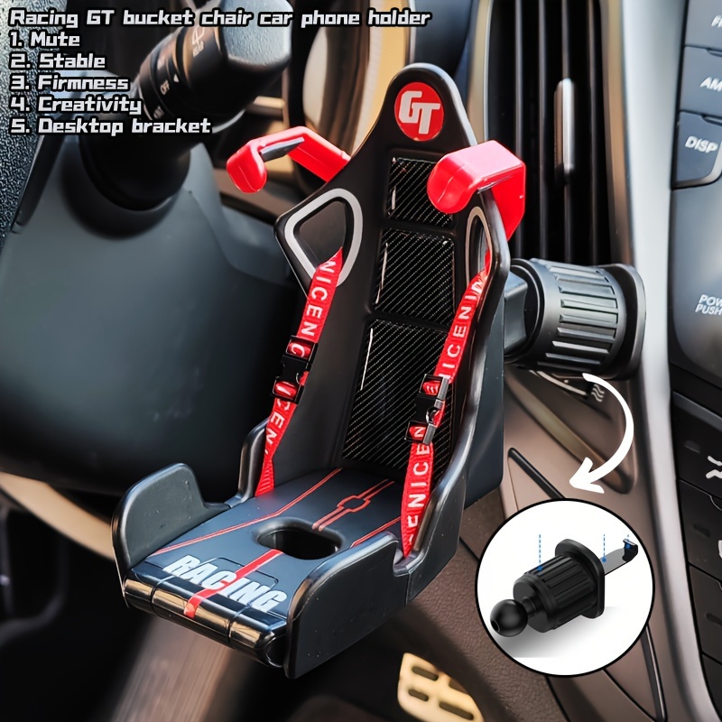 1pc racing seat design car phone bracket carair outlet phone holder car interior accessories gift for men details 1