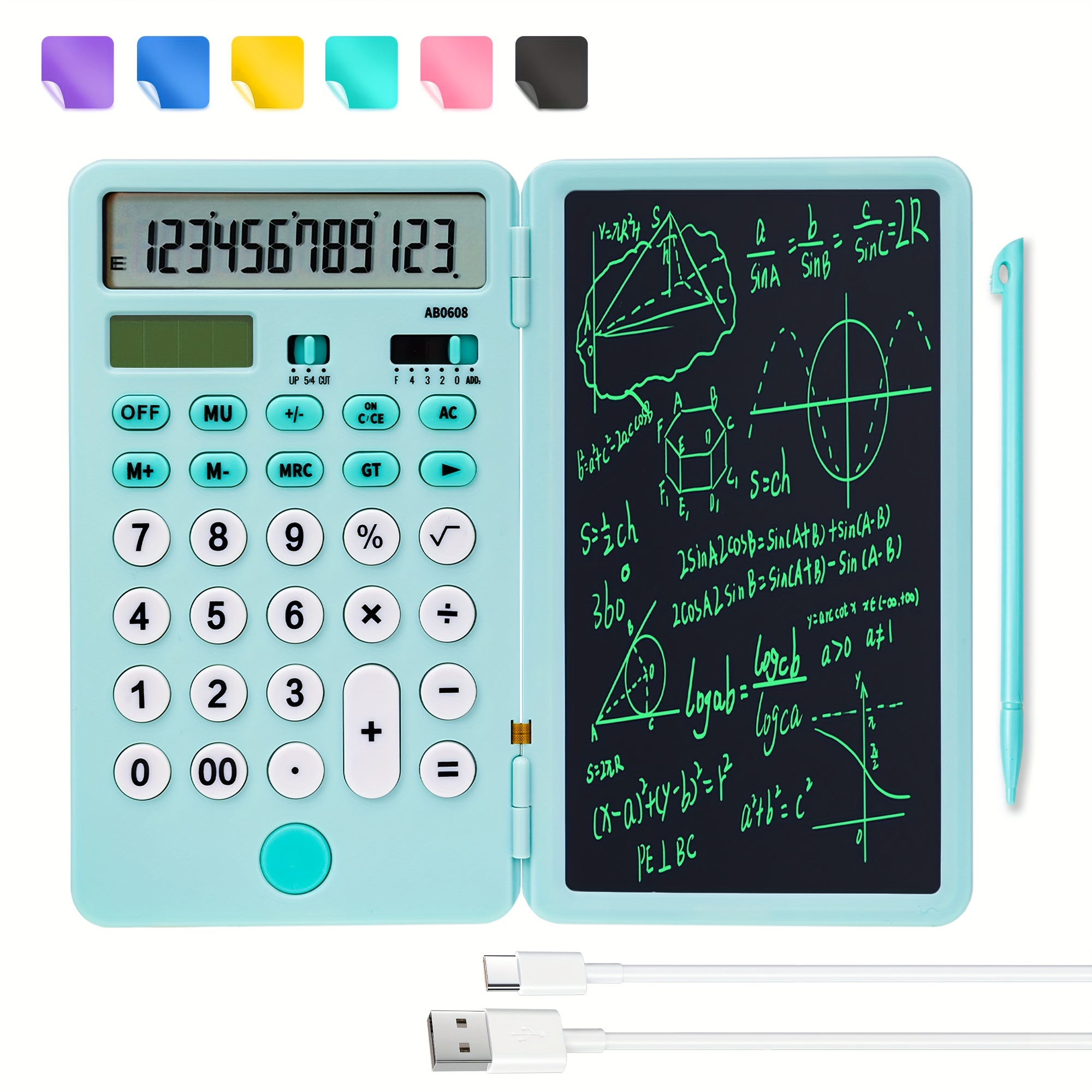 Calculatrices scientifiques pour lycée, numérique à 10 chiffres avec  tableau d'écriture effaçable Calculatrice mathématique pour collège et  collège