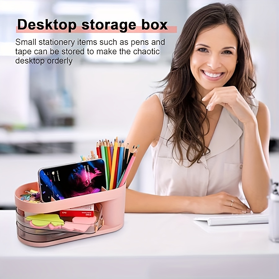 Pen Container Drawer Storage Box Transparent Desktop Pen Box - Temu