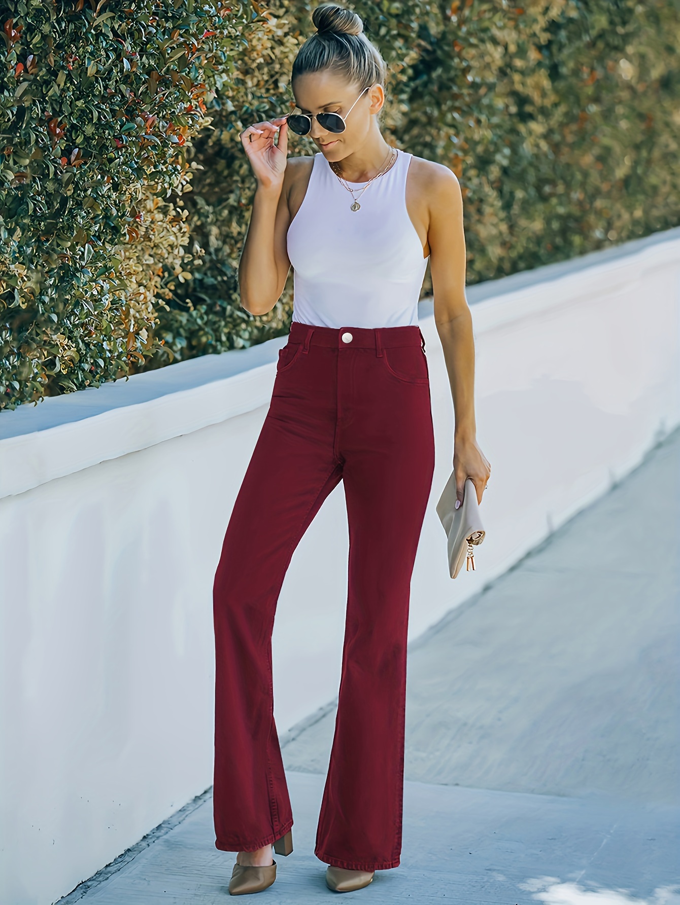 Red denim jeans, Women's Fashion, Bottoms, Jeans & Leggings on