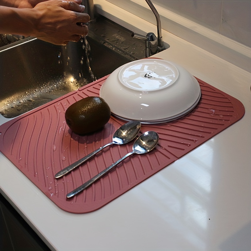 Silicone Dish Drying Mat, Extra Large Drainer Mat, Heat Resistant Trivet,  Counter Top Mat, Sink Non Slip Dish Draining Mat, Bpa Free, Dish Washer  Safe - Temu