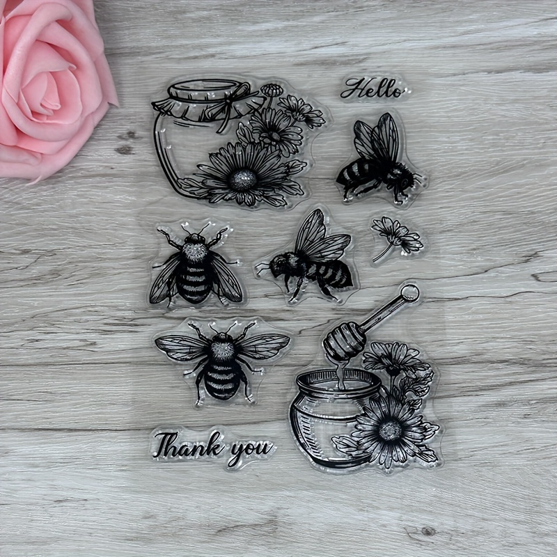 

1pc Transparent Rubber Seal Stamps Retro Rubber Clear Stamp For Cards Making Diy Scrapbooking Photo Journal Album Decoration Hello Bee Stamp