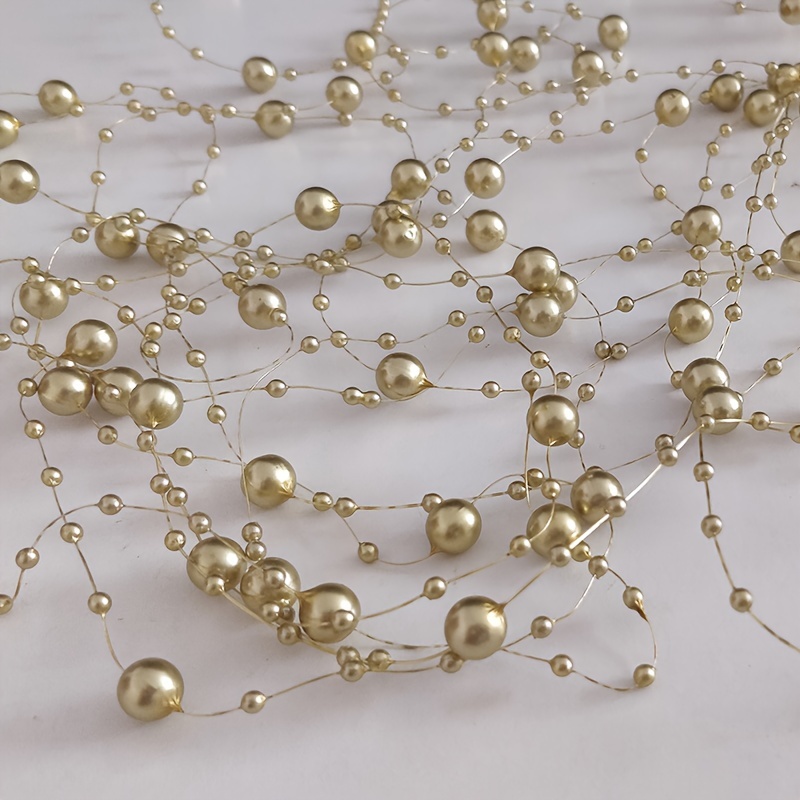 4yard/lot 8MM+3MM golden Cute Pearl Fishing Line Beads Garland Wedding  Centerpiece Table Decoration Crafting DIY Accessories - AliExpress