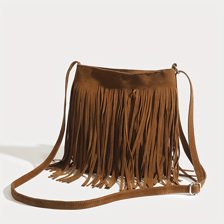 Vintage Fringe Crossbody Bucket Bag