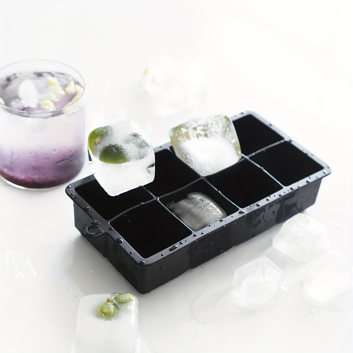 ZZWILLB Ice Cube Tray, 64 pcs Ice Tray with Lid and Bin and Ice