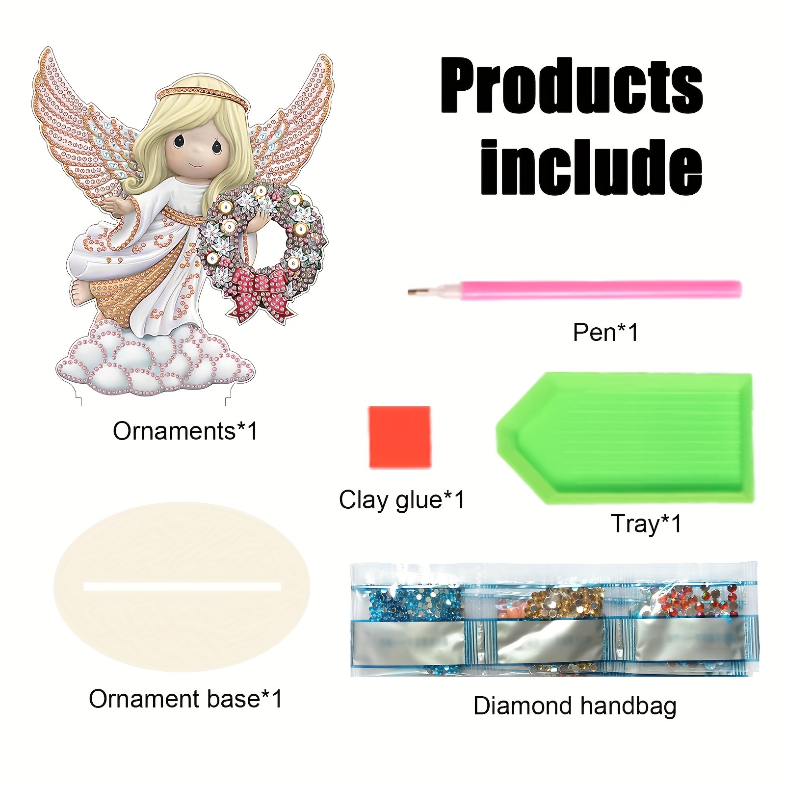 Diy 5d Christmas Angels Diamond Painting Ornaments Kits - Temu