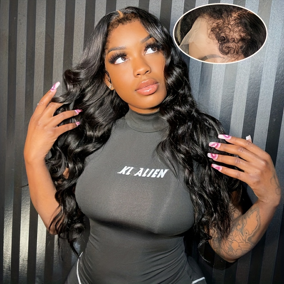 4c Kinky Edges 5x5 Body Wave Hd Lace Front Human Hair Wigs Temu