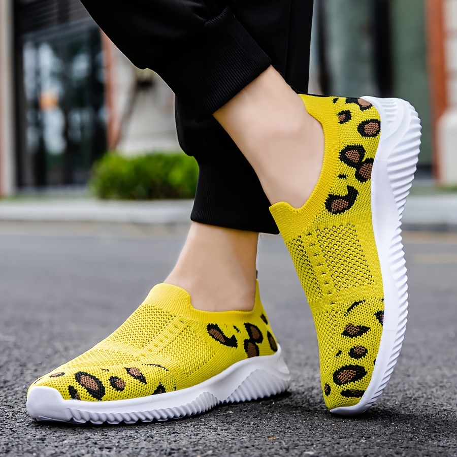 Women's Yellow Knitted Sneakers Breathable Comfortable Low - Temu
