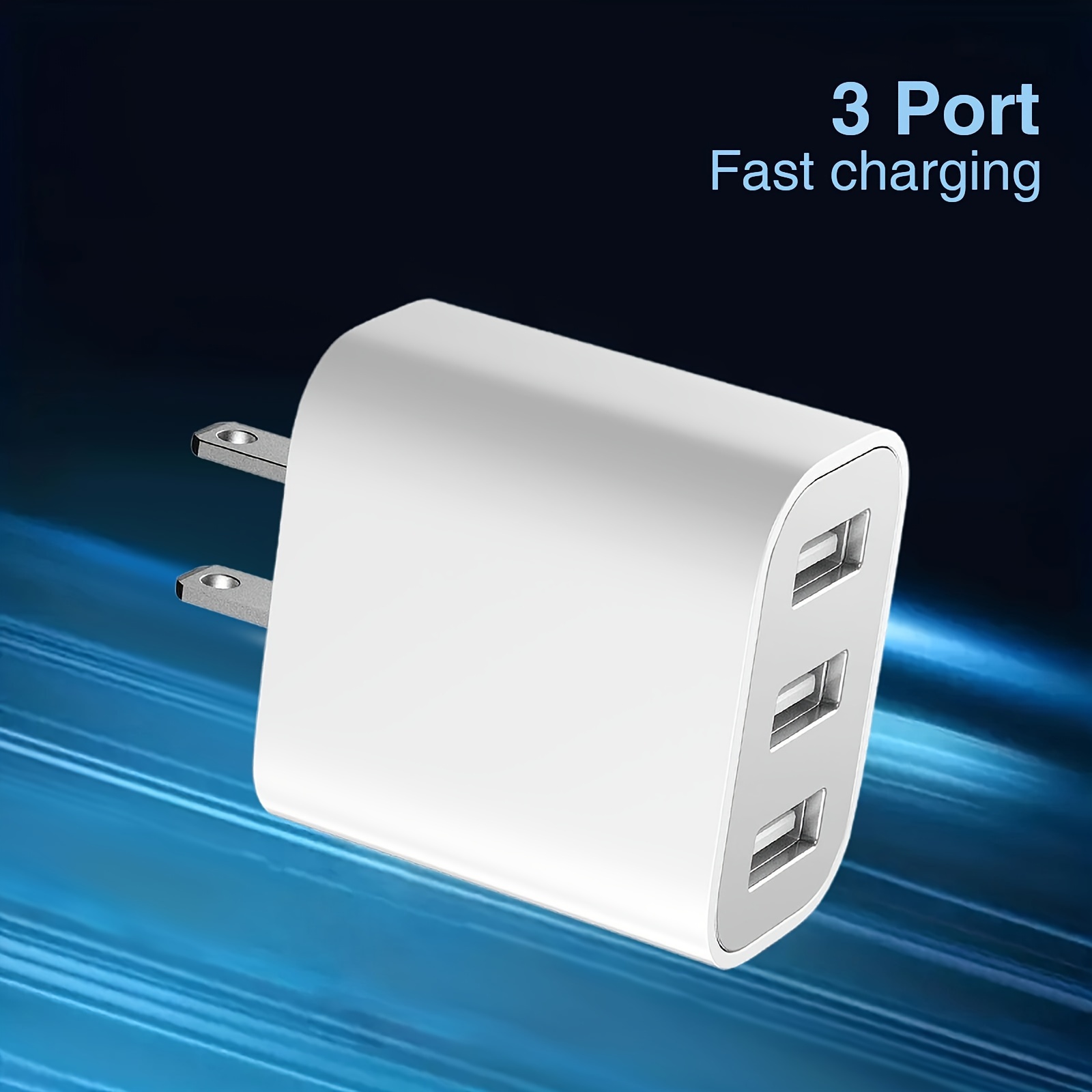 

Usb Wall Charger, Charger Adapter, 3 Port Quick Charger Plug Cube For Iphone 14 13 12 11 Pro Max 10 Se X Xs 8 Plus For Galaxy S22 S21 S20 Power Block Fast Charging Box Brick