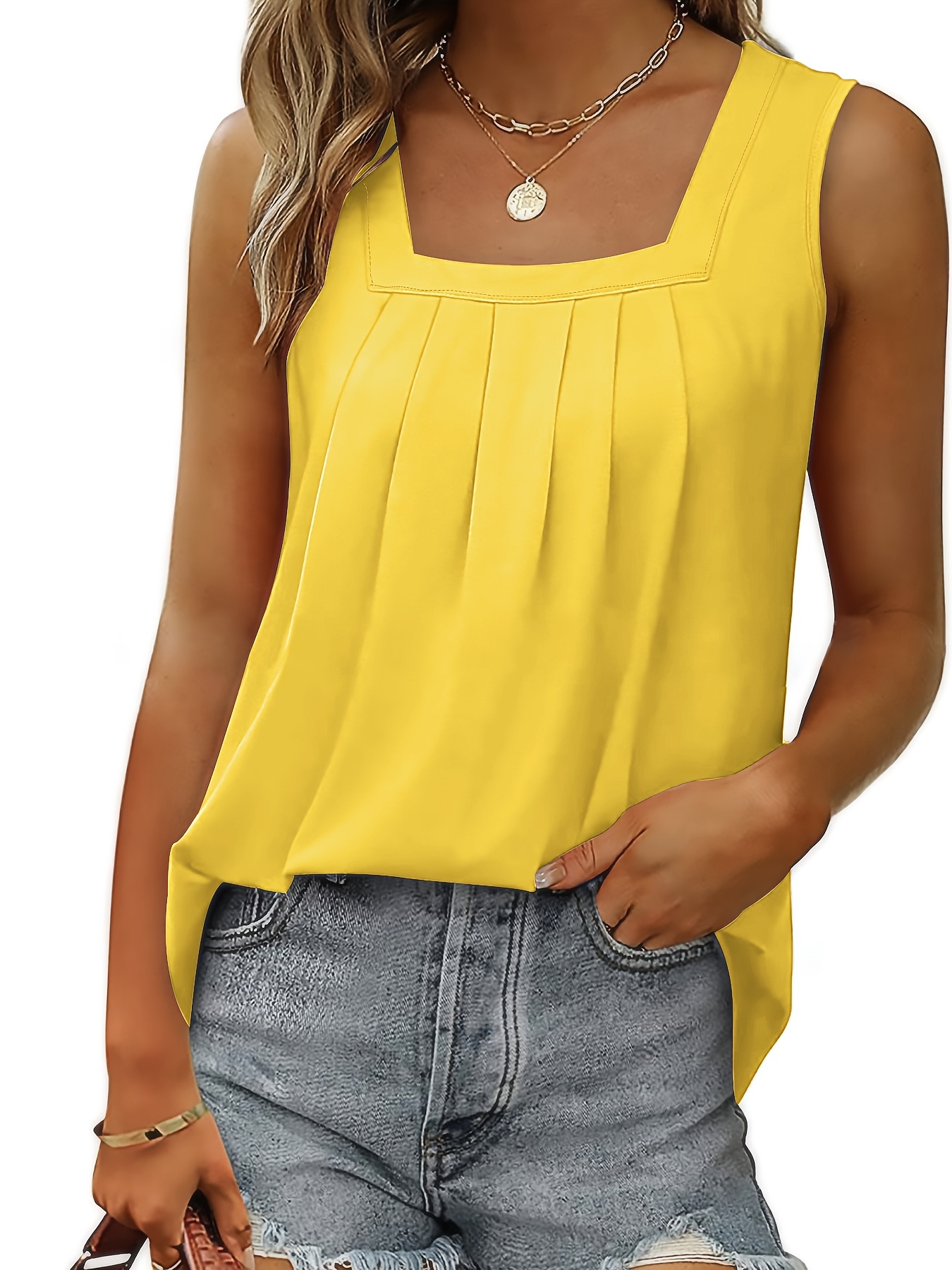  Posijego Yellow Womens Summer Fall Tank Vest Casual Sleeveless  One Shoulder Crewneck Graphic Blouse Vest for Women Fashion F0 XXL : Ropa,  Zapatos y Joyería