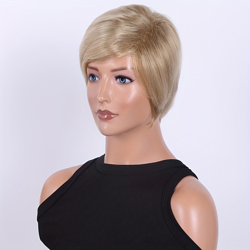 Short Bob Wig With Bangs Pixie Layered Wavy Wig