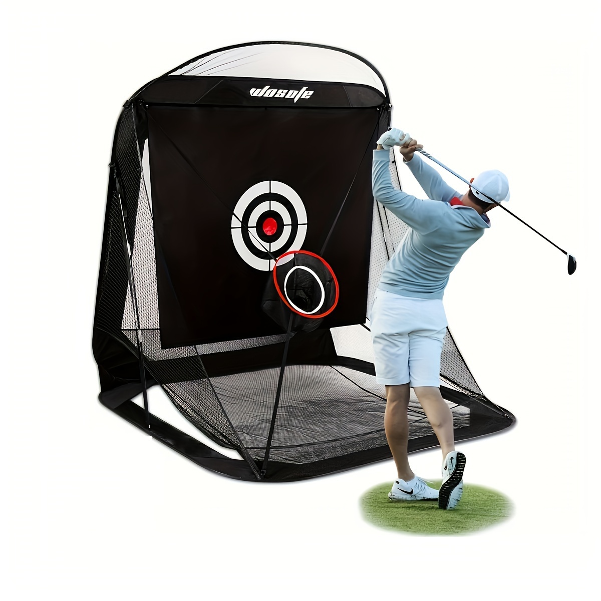 Golfnetz 7 x 6,6 ft Pop-Up Automatische Rückholsysteme Verstellbarer Gürtel  Zieltuch Zwei Barrierenseiten Faltbar Hinterhof Fahren Schlagen Chipping