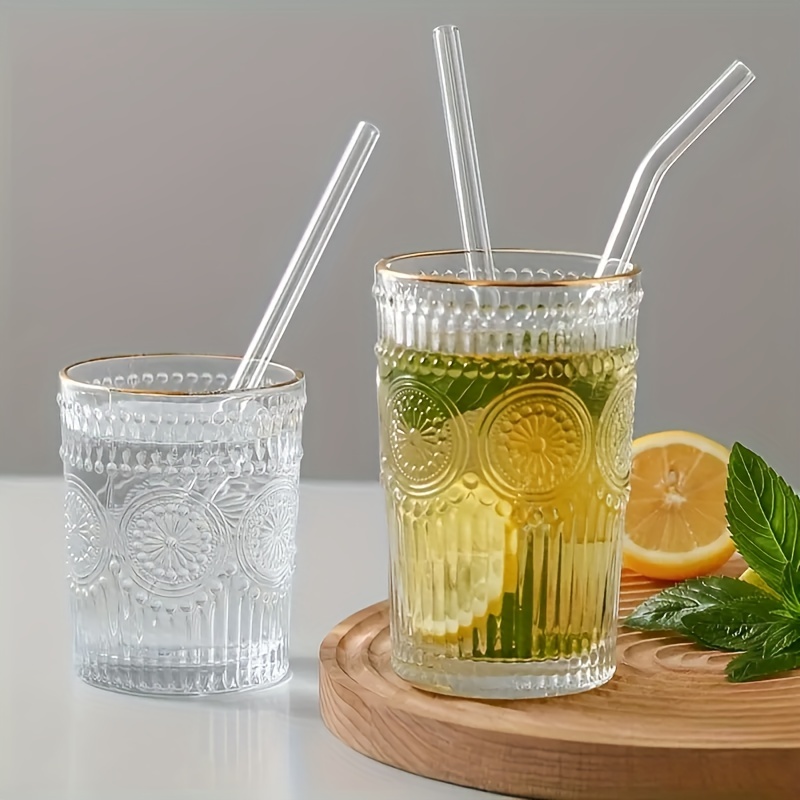 4 Pcs Reusable Glass Straws 8mm Straight Bent Glass Drinking
