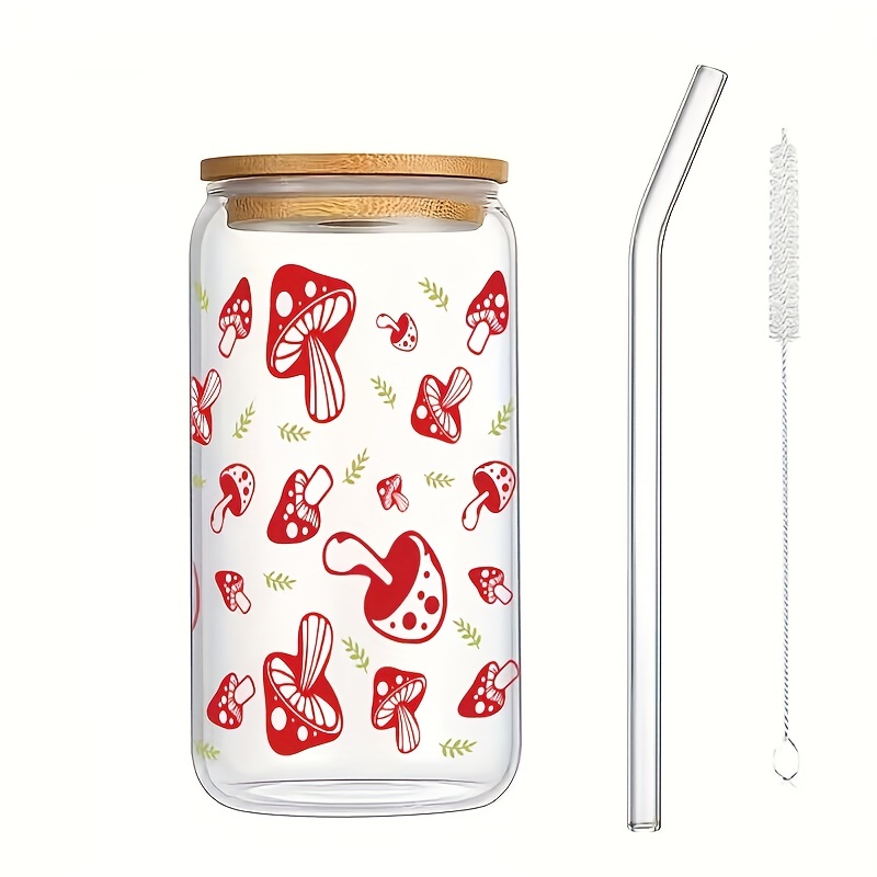 Ice Coffee Cups With Bamboo Lids And Glass Straws Halloween - Temu