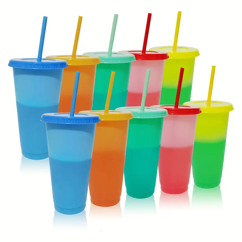 32oz Color Changing Cups with Lids & Straws - 5 Pack Reusable