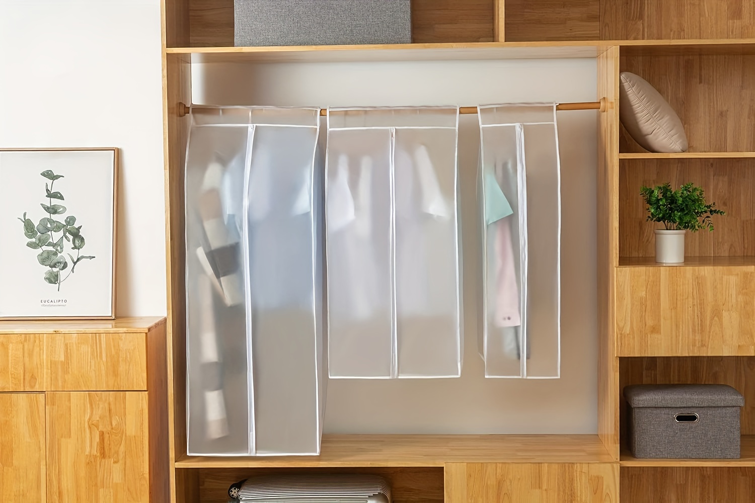 1 шт. чехол для одежды, пылезащитный, премиум-класса, утолщённый, сверхбольшой, органайзер для одежды, влагозащитный, пылезащитный, сумка для одежды на вешалке, костюм, пальто, куртка, органайзер для шкафа, нижняя закрытая одежда, чехол для одежды, каркас не входит, детали 2