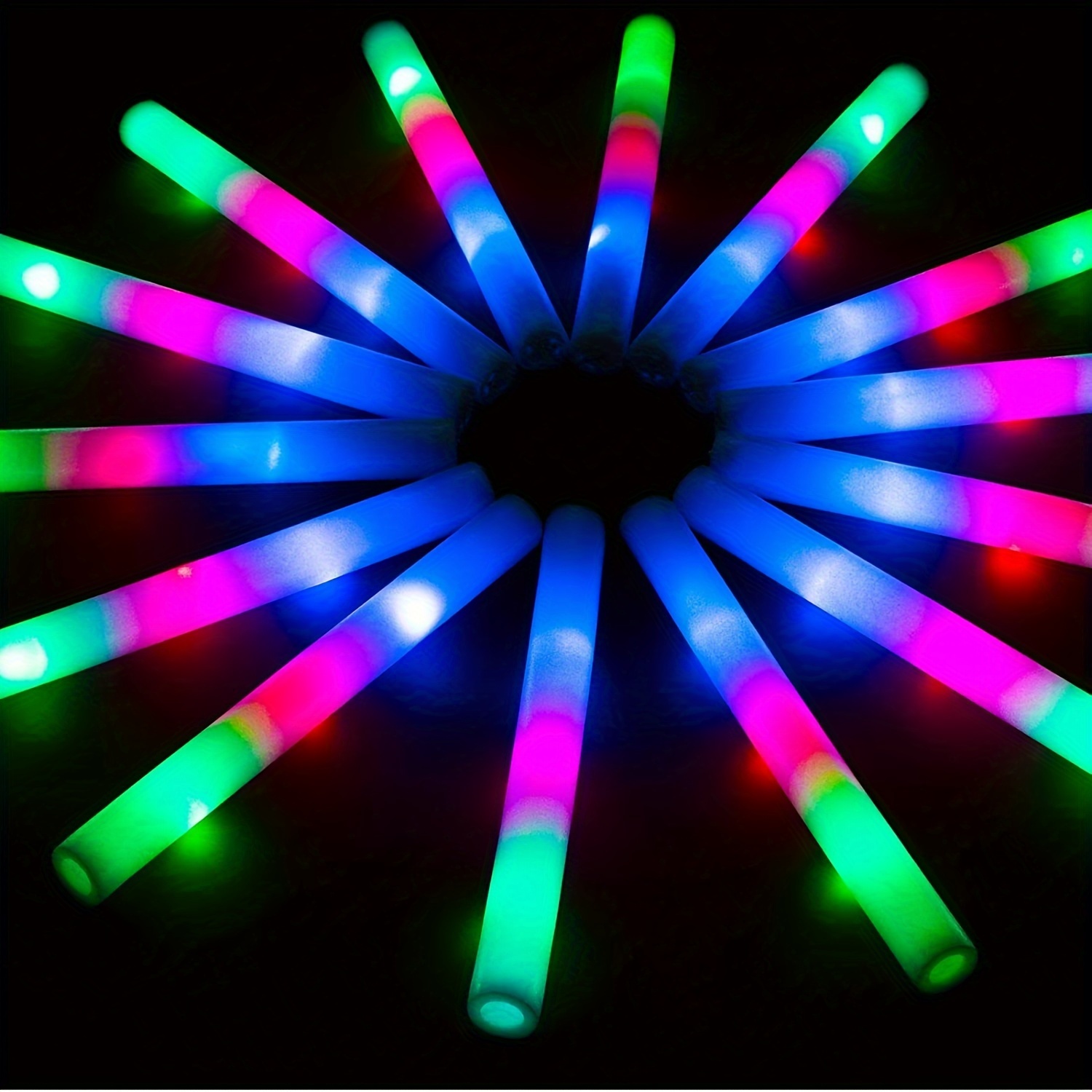 50/100pcs LED Foam Glow Sticks Flashing Glow Wands Party Light Up