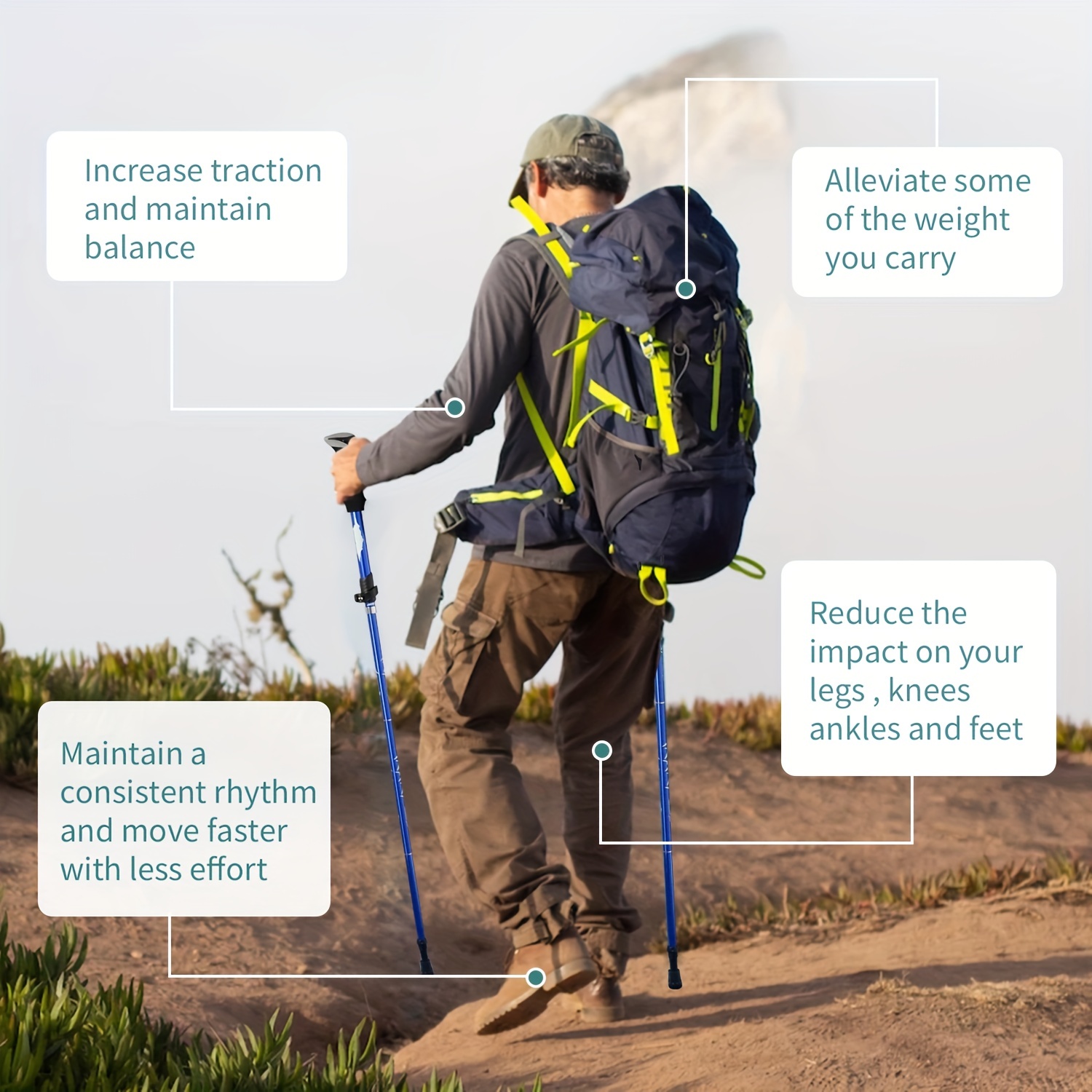Portable Trekking Pole for Hiking Camping Walking
