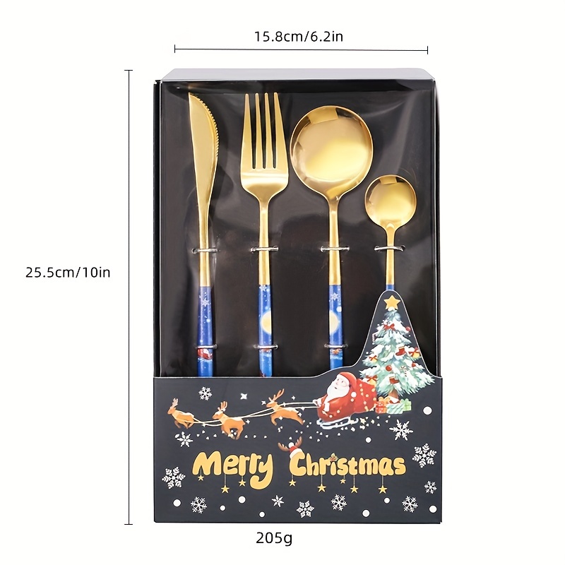 Christmas Tableware Set Stainless Steel Knife Fork Spoon - Temu