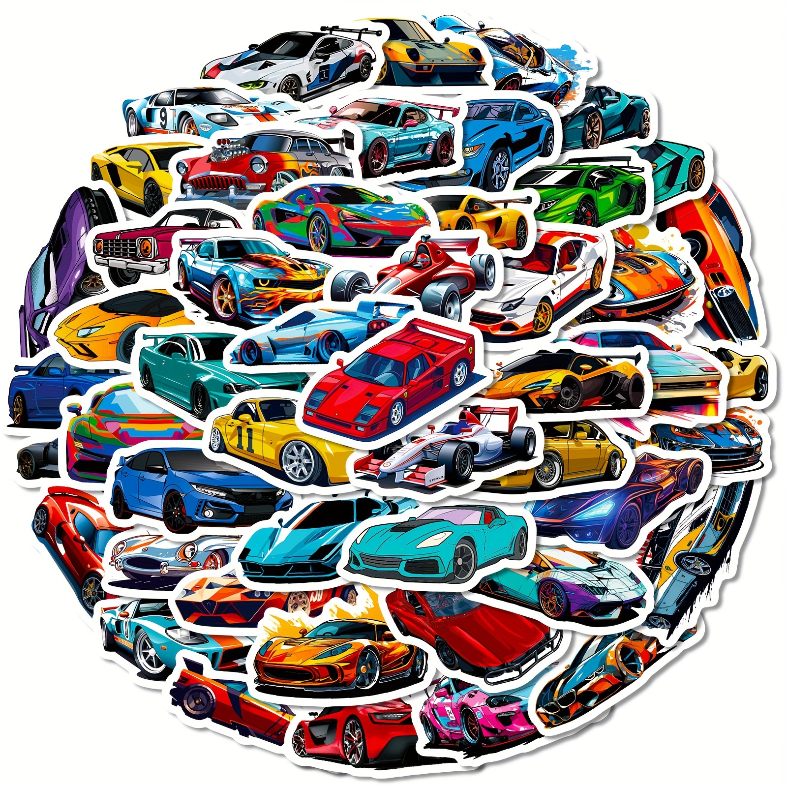 61pcs Modified Cars Speed and Passion Cartoon Doodle Stickers Car Stickers  for Kids,Racing Car Stickers, Sports Car Stickers for Luggage Laptop Car