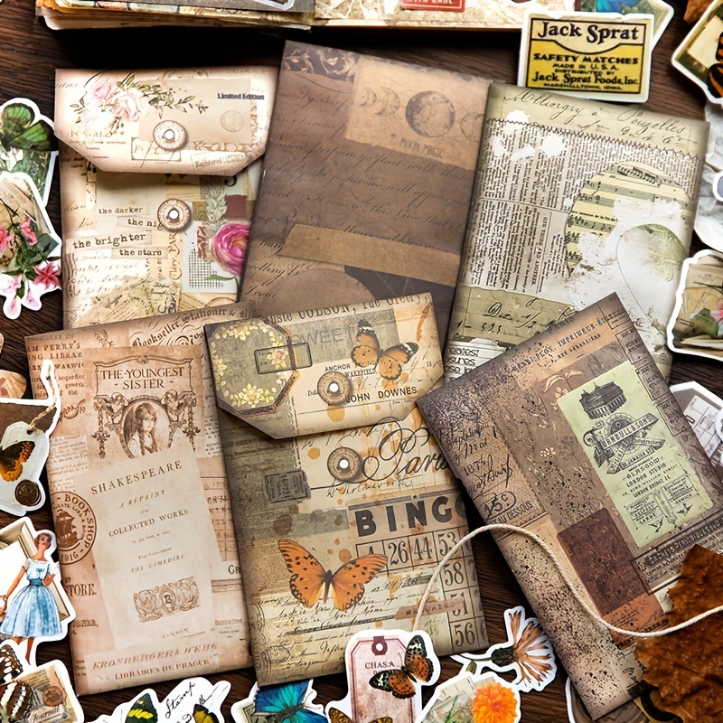 Pegatinas estéticas vintage, 100 piezas de pegatinas de accesorios
