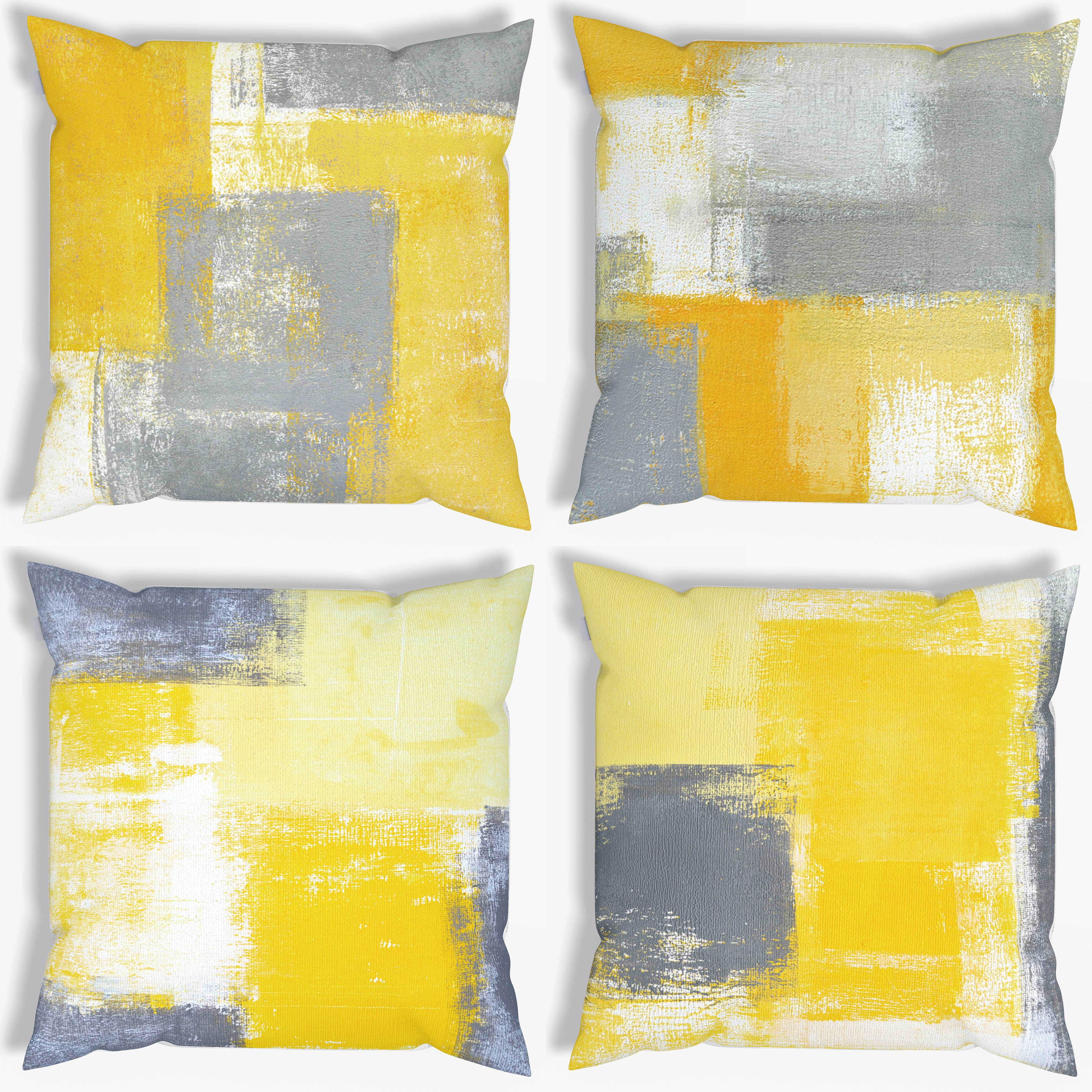 

4pcs Yellow Graffiti Textured Print Throw Pillow Case, Decorative Pillow Cover For Home Decor, Room Decor, Office Decor, Living Room Decor, Sofa Decor (no Pillow Core)