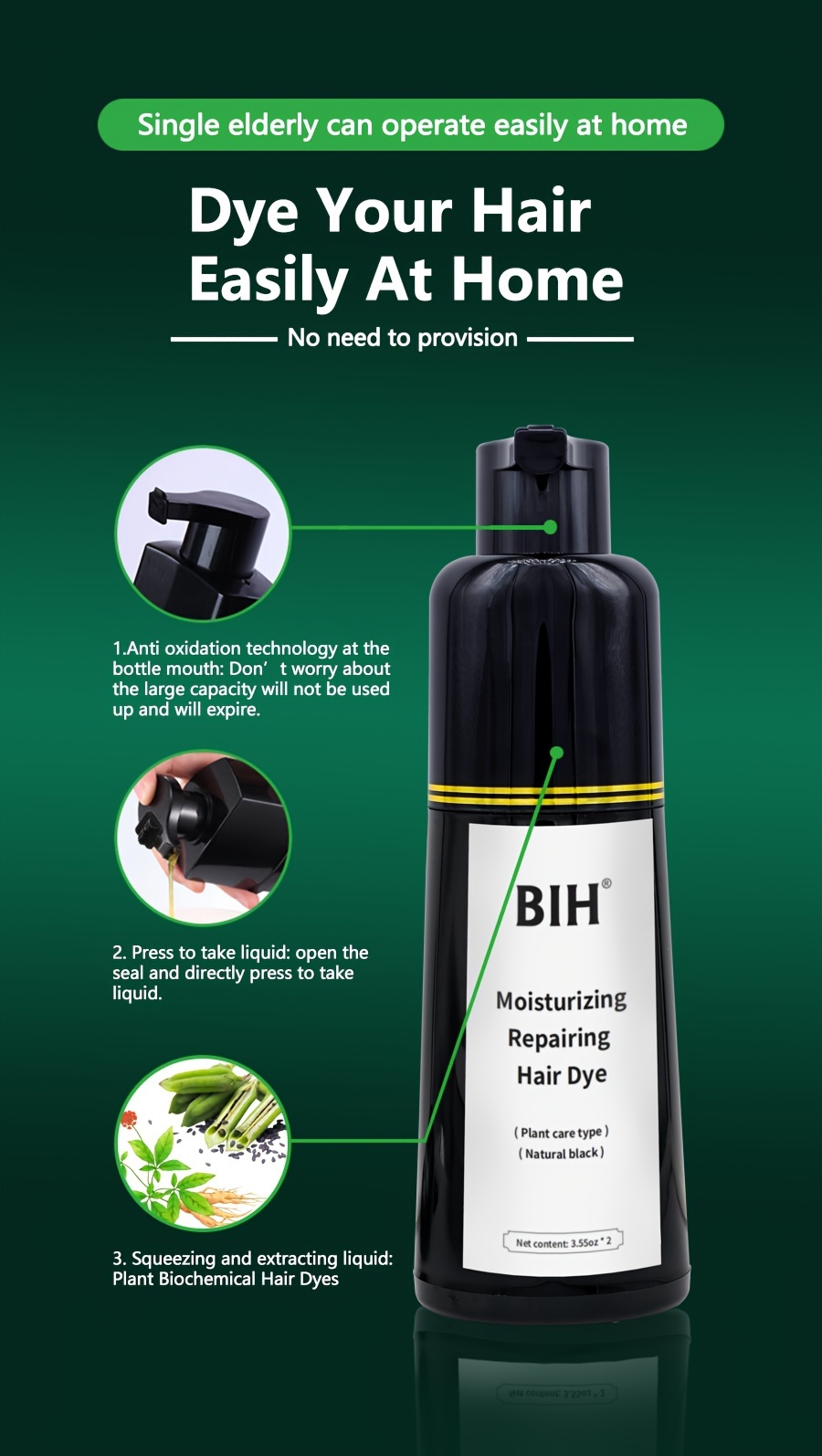 Black Dye Shampoo 3 in 1 Moisturizing Repairing Hair Dye - Temu United Arab  Emirates