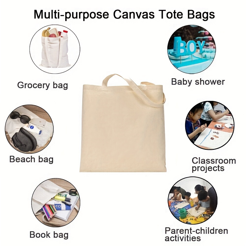 6pcs Blank Tote Bags DIY Painting Clear Handbag Parent-child