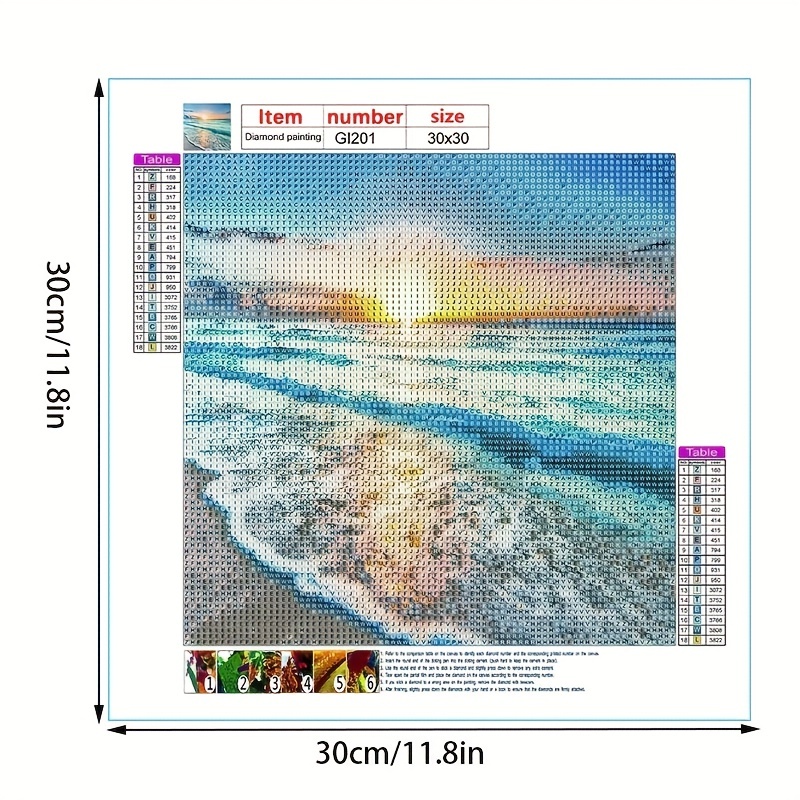 Diy 5d Diamond Painting Sun Beach Wave Full Faux Diamond - Temu