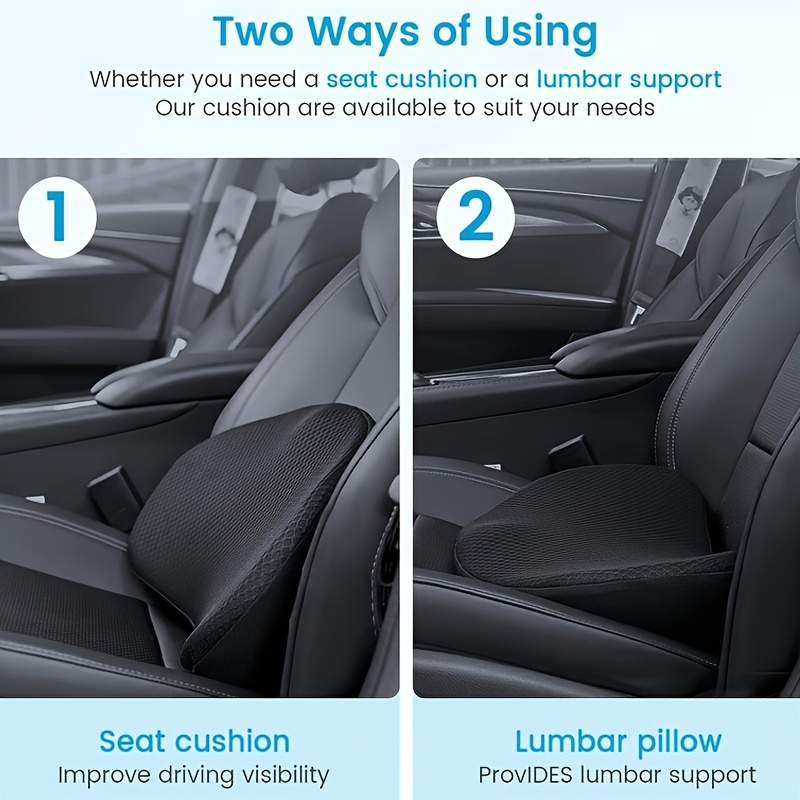 Car Seat Cushion For Car Seat Driver- Memory Foam Car Seat Cushions For  Driving - Low Back & Tailbone Pain Relief Car Seat Pad (black) - Temu  United Arab Emirates