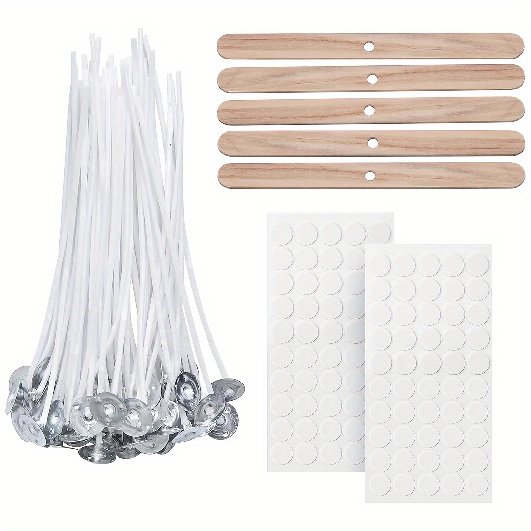 

Candle Wicks Set, 100pcs/pack Cotton Candle Wicks For Candle Making, 5pcs Candle Wick Holders And 100pcs Sticky Dots For Diy Candle Making