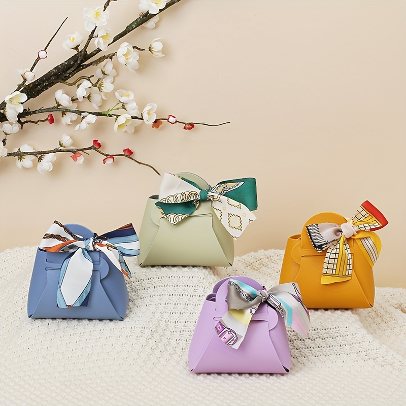 Bolsa de regalo, exquisita con asas, bolsa de embalaje, elegante, mini  bolso, bolsas de cuero PU para envoltura de regalo, celebración de bodas,  graduación Blanco Colco Bolsas para regalos de fiesta