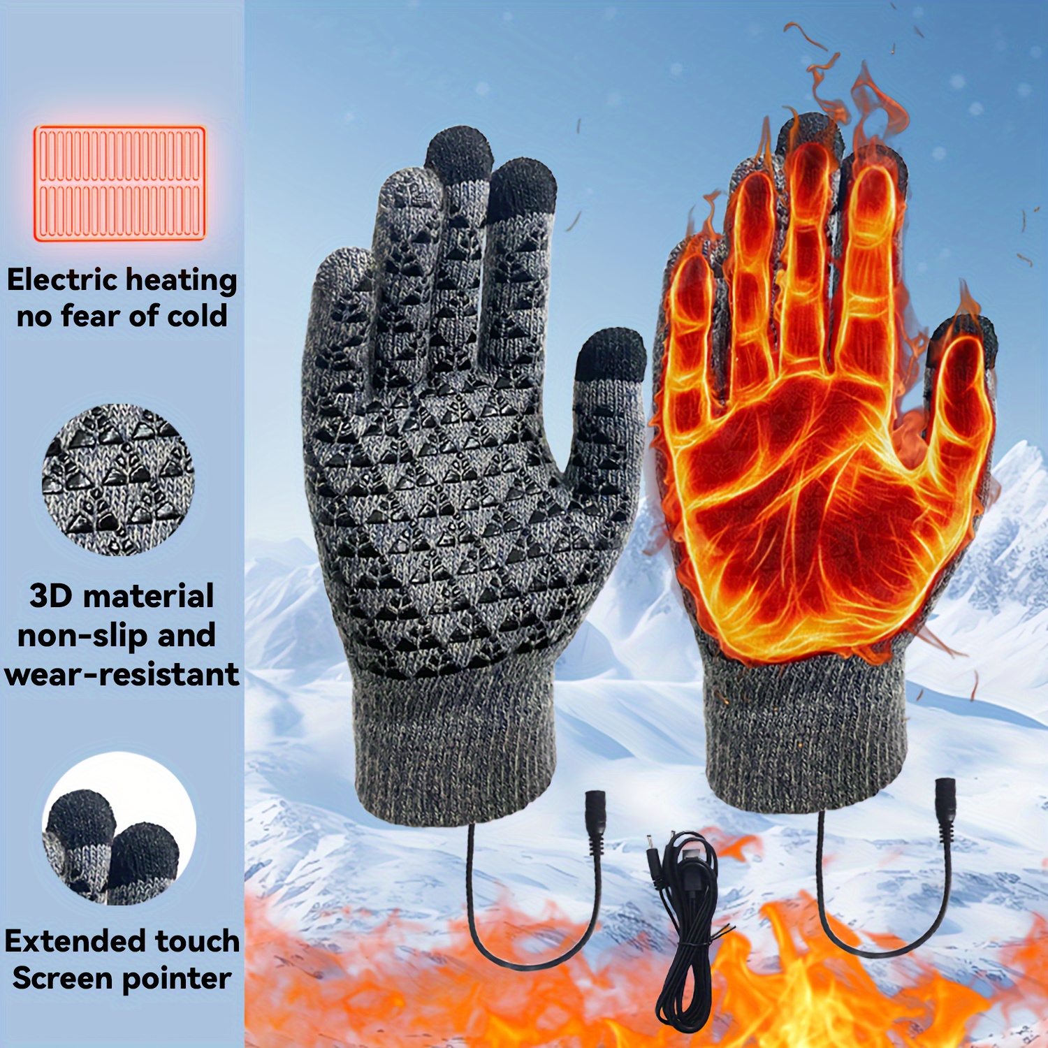 Gants chauffants Usb pour femmes, gants chauds d'hiver pour vélo  électrique, équitation en plein air, gants chauffants électriques (pas de  réglage de la température) 