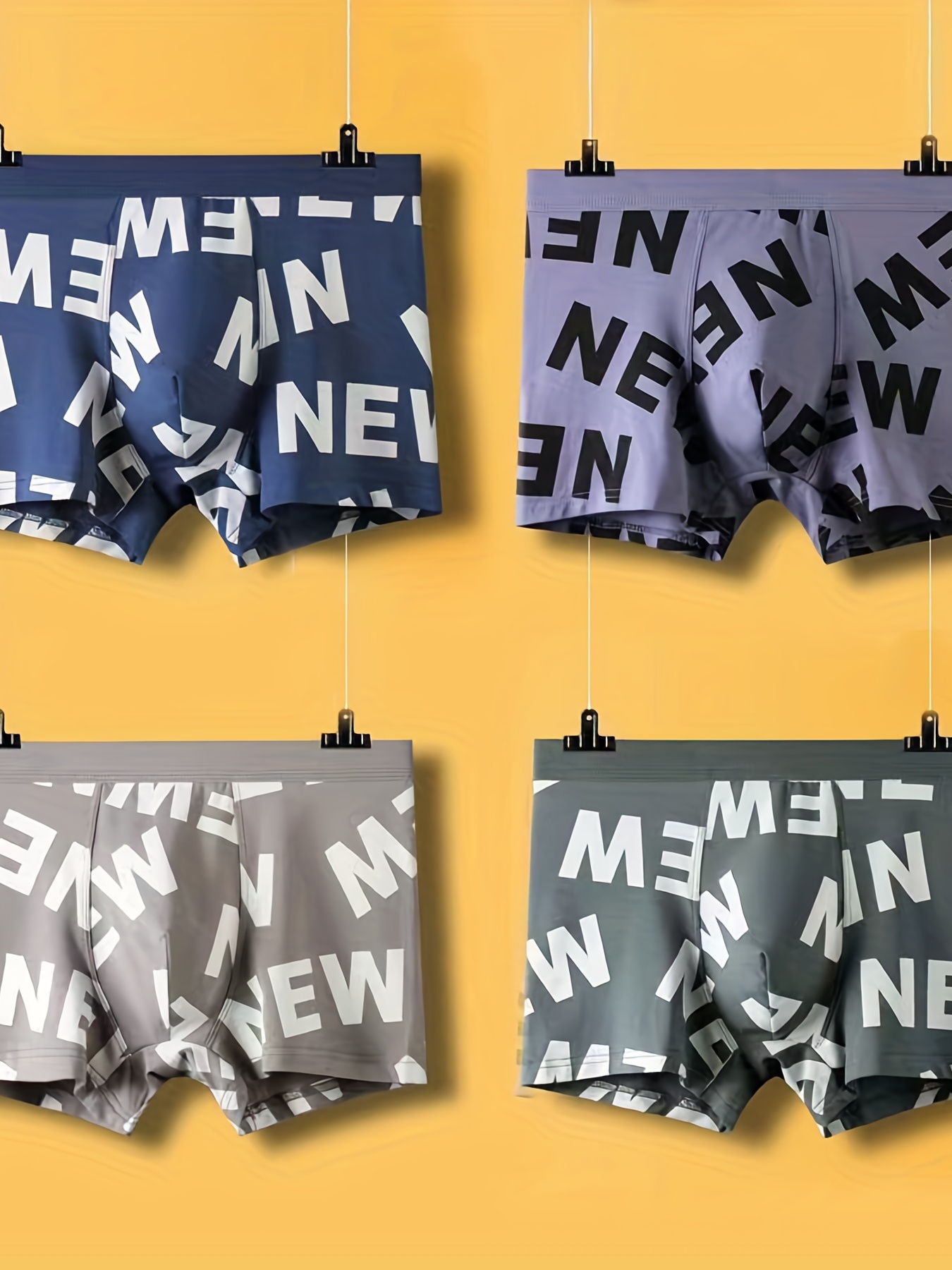Men's Fashion Letters Print Boxers Briefs Underwear, Thin
