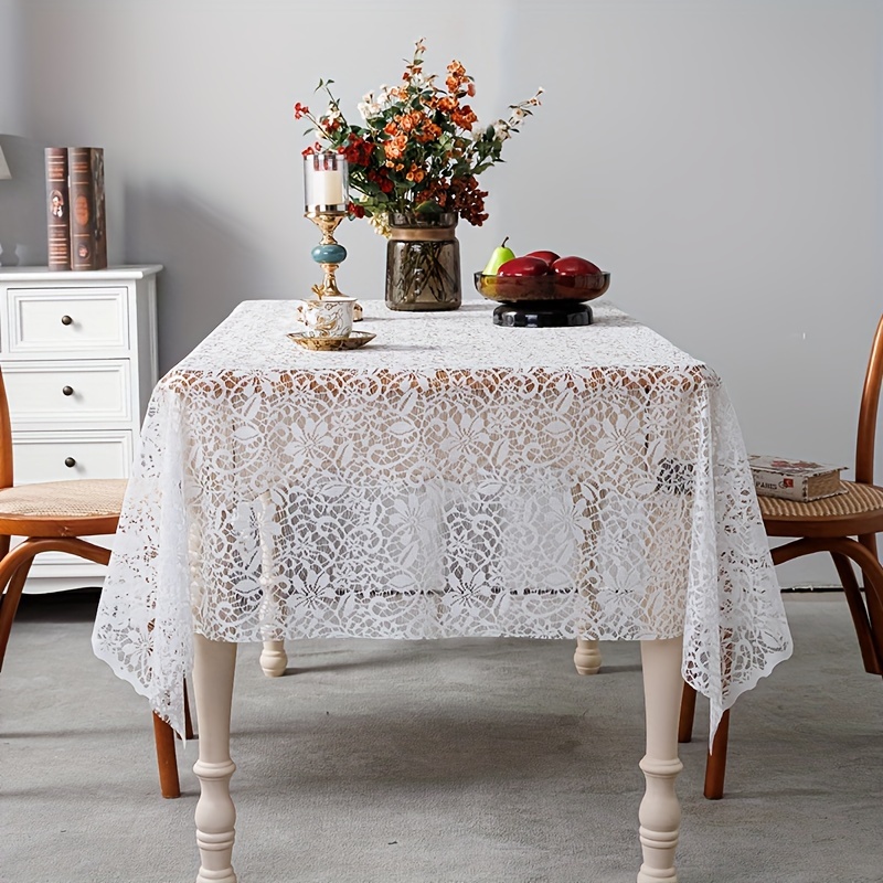 Mantel de mesa bordado de encaje blanco para mesa, mantel hueco  rectangular para fiesta, cubierta de comedor, mantel de mesa : Hogar y  Cocina