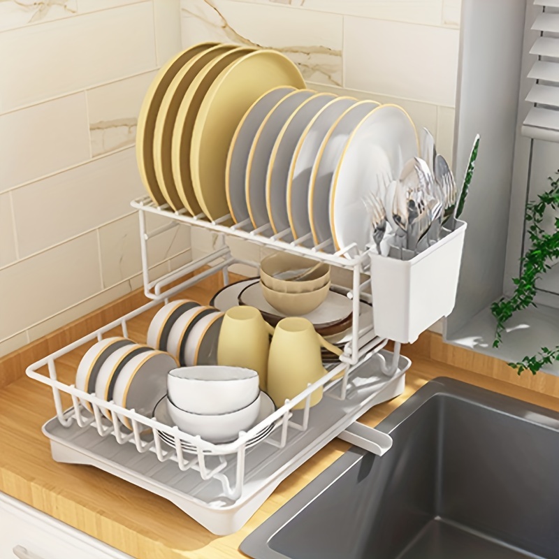 Dish Drying Rack, White Dish Drain Rack, Household Bowl Chopsticks Knife  Fork Storage Rack, Countertop Drying Bowl Shelf, Kitchen Accessories - Temu