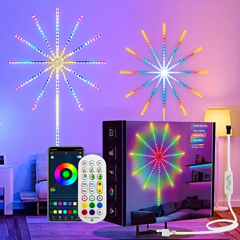 Set, LED Fireworks Light With 5050RGB Smart Light Bar APP Control Music  Sync Bedroom TV Wall Bar Christmas Party Decoration