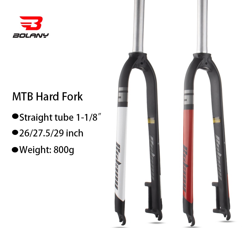 Horquilla rígida MTB de fibra de carbono de 26/27.5/29 pulgadas, horquilla  de bicicleta de montaña recta 1-1/8, freno de disco de horquilla delantera