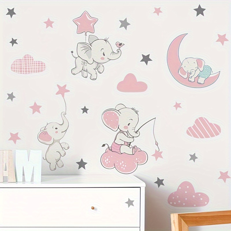 Acquista Orso Coniglietto Stella Luna Adesivi murali Camera dei bambini per  bambini Decorazione della casa Carta da parati Soggiorno Camera da letto  Decalcomanie per la scuola materna Adesivo per cartoni animati