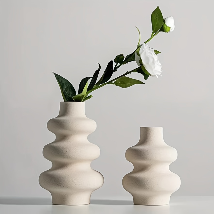Jarrones de cerámica blanca para la decoración del hogar, jarrones