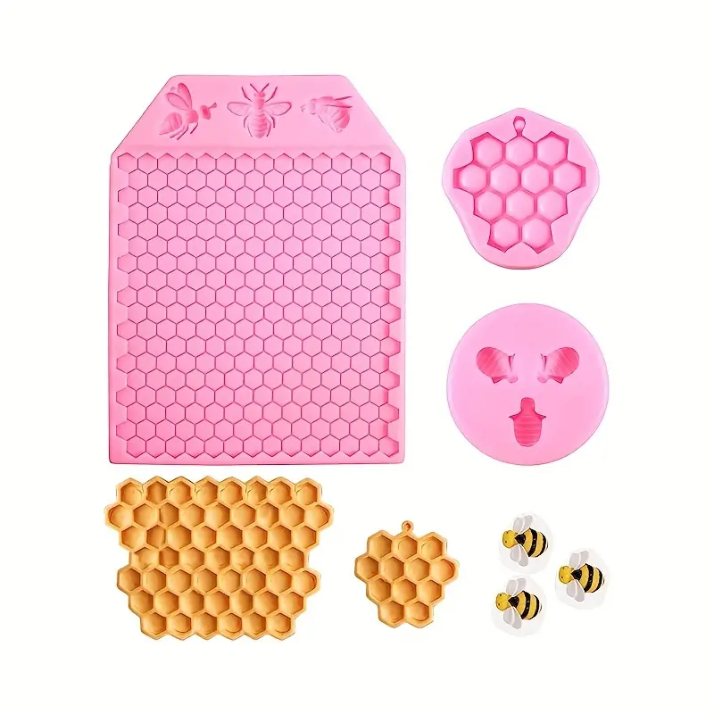 Bumblebee Silicone Molds Honeycomb Bee Texture Cake Rim Chocolate Fudge  Molds Honeycomb Baking Candy Silicone Molds - Temu