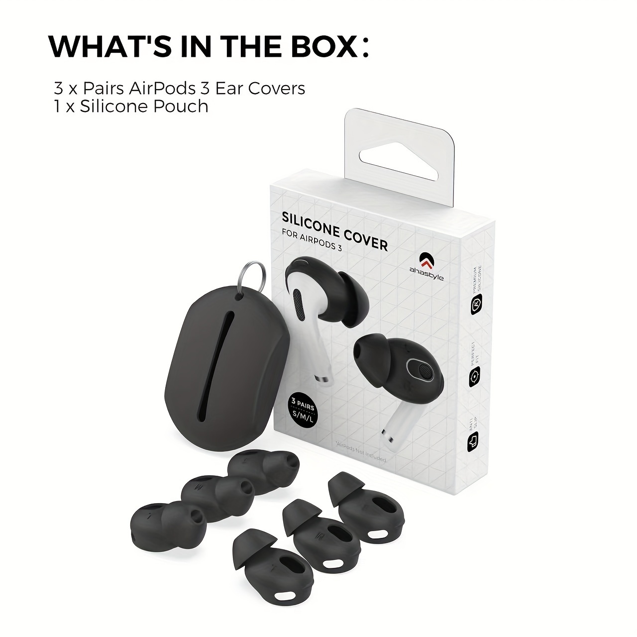 

Suitable For Wireless Headset Silicone Earplugs For Airpods 3 In-ear Silicone Soundproof Ear Caps Sml Model 1 Pair Each