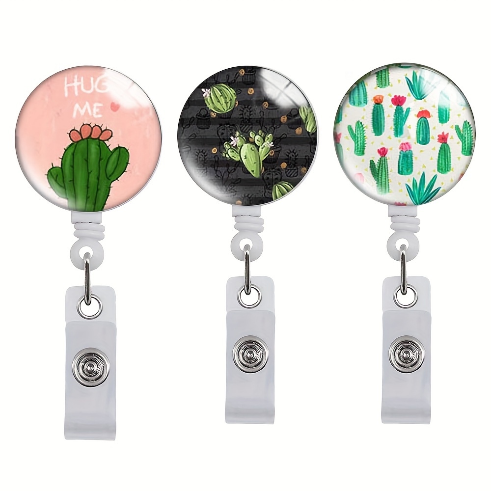 Cactus Print Retractable Badge Holders Nursing Badge Reel - Temu