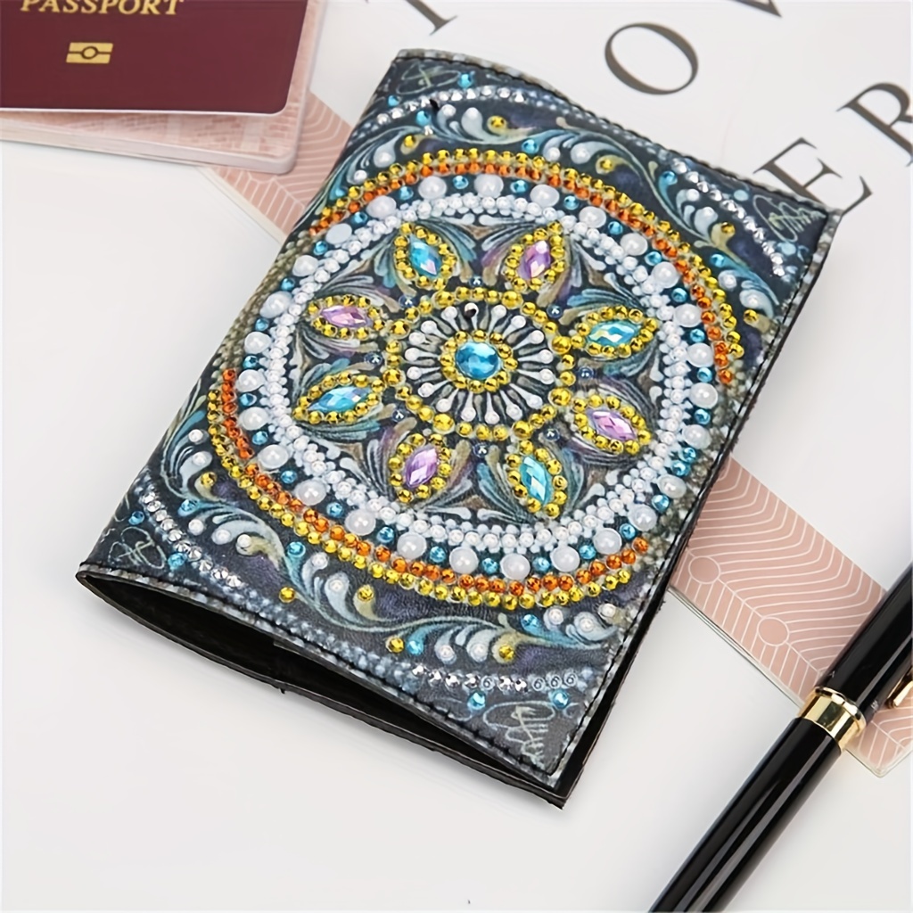 Diy Diamond Painting Passport Cover Mandala Size Pu Leather