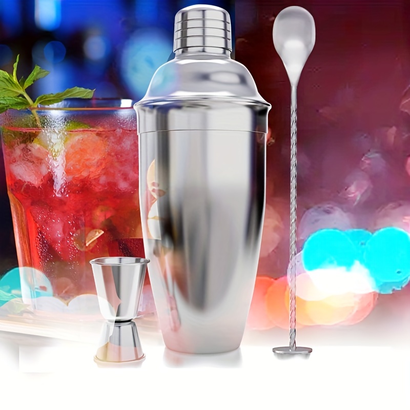 1set Cocktail Shaker 25oz 750ml Professional Margarita Mixer Drink Shaker  And Jigger Mixing Spoon Set Shake Jug Bar Spoon Rolled Edge Measuring Cup  For Home Bar Bartender - Home & Kitchen 
