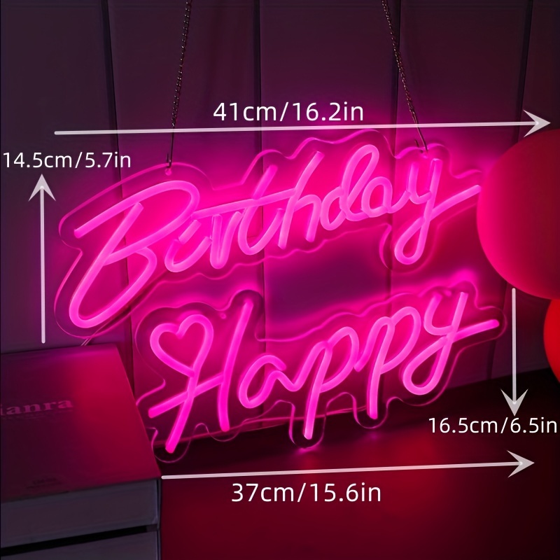 Led Neon Sign Happy Birthday Party Holiday Decoration - Temu