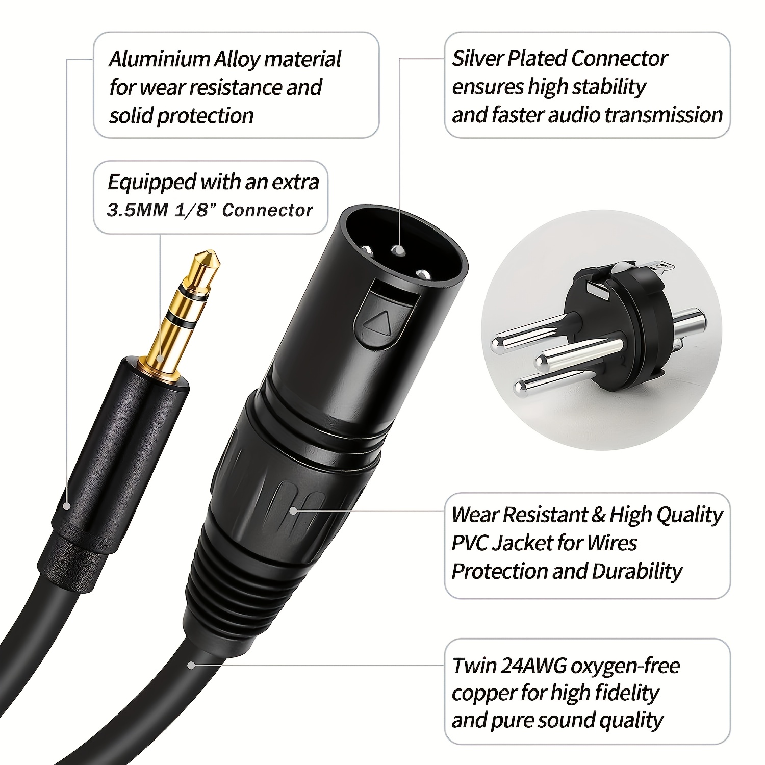 XLR Cable XLR Cable Male to Female 3Pin Aux Audio Cord Foil+Braided  Shielded for Microphone Mixer Am…See more XLR Cable XLR Cable Male to  Female 3Pin